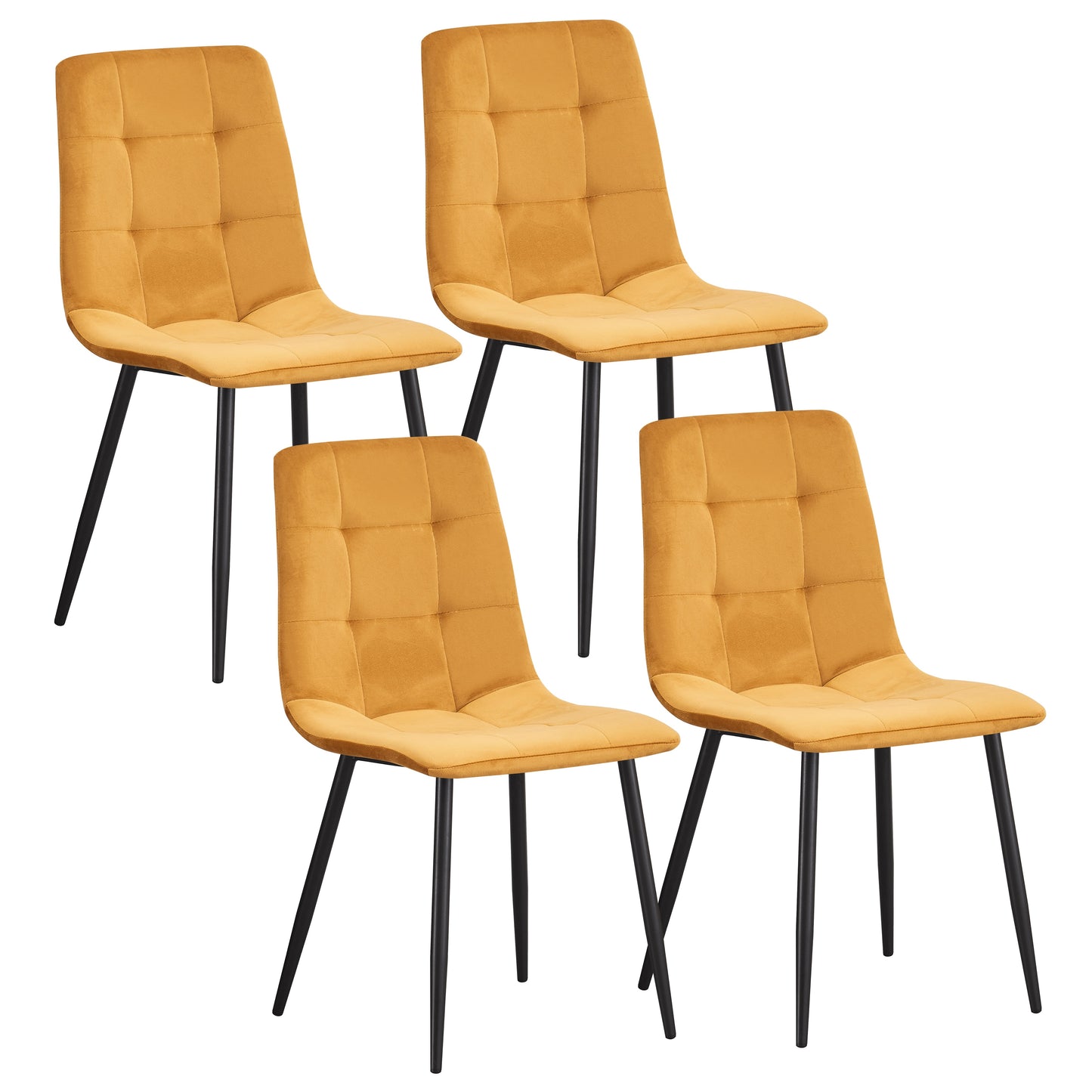 MOF Florence Velvet Dining Chair Yellow (Set of x1, x2, x4 Chairs)