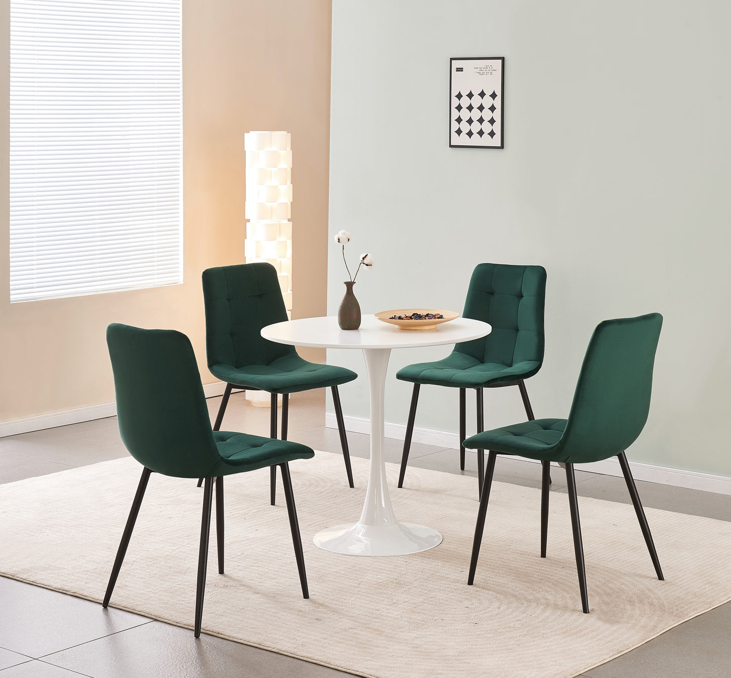MOF Florence Velvet Dining Chair Green (Set of x1, x2, x4 Chairs)
