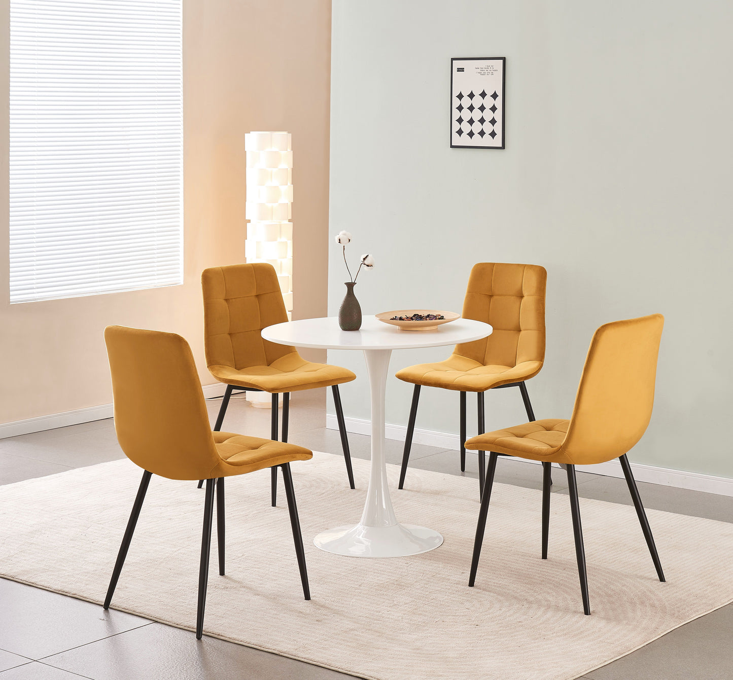 MOF Florence Velvet Dining Chair Yellow (Set of x1, x2, x4 Chairs)