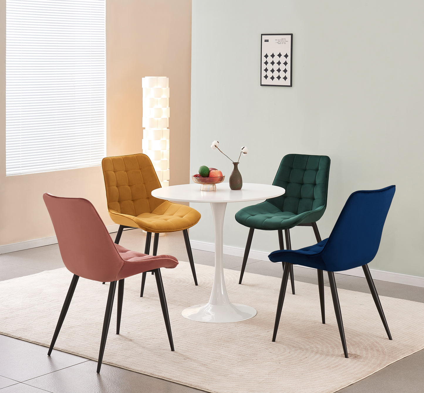 MOF Set of 4 Velvet R1 chairs Mixed Colour (Without Table)