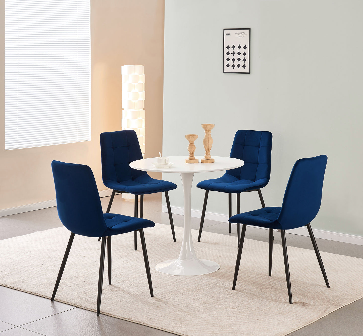 MOF Florence Velvet Dining Chair Navy  (Set of x1, x2, x4 Chairs)