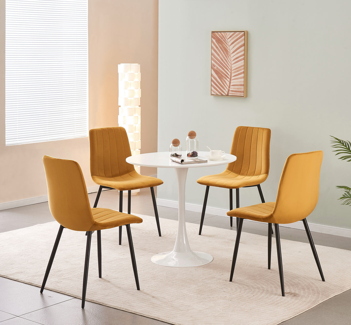 MOF Milan Velvet Dining Chair Yellow (Set of x1, x2, x4 Chairs)